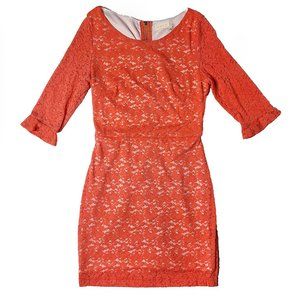 BLVD Quarter Sleeve Coral Lace Dress